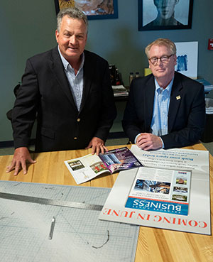 Indian River Magazine Inc. President and Publisher Gregory Enns, and Florida Small Business Development Center Regional Director Tom Kindred Jr.