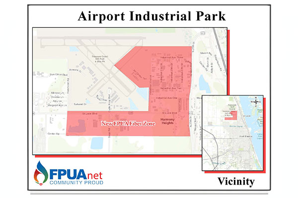 FPUAnet, a division of Fort Pierce Utilities Authority, is expanding high-speed fiber internet access to the airport industrial park and areas adjacent to the regional airport, as well as some community centers. 